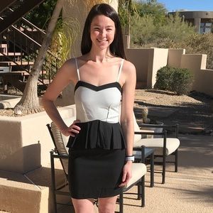 H&M // Black & White Peplum Colorblock Dress, Sz 4